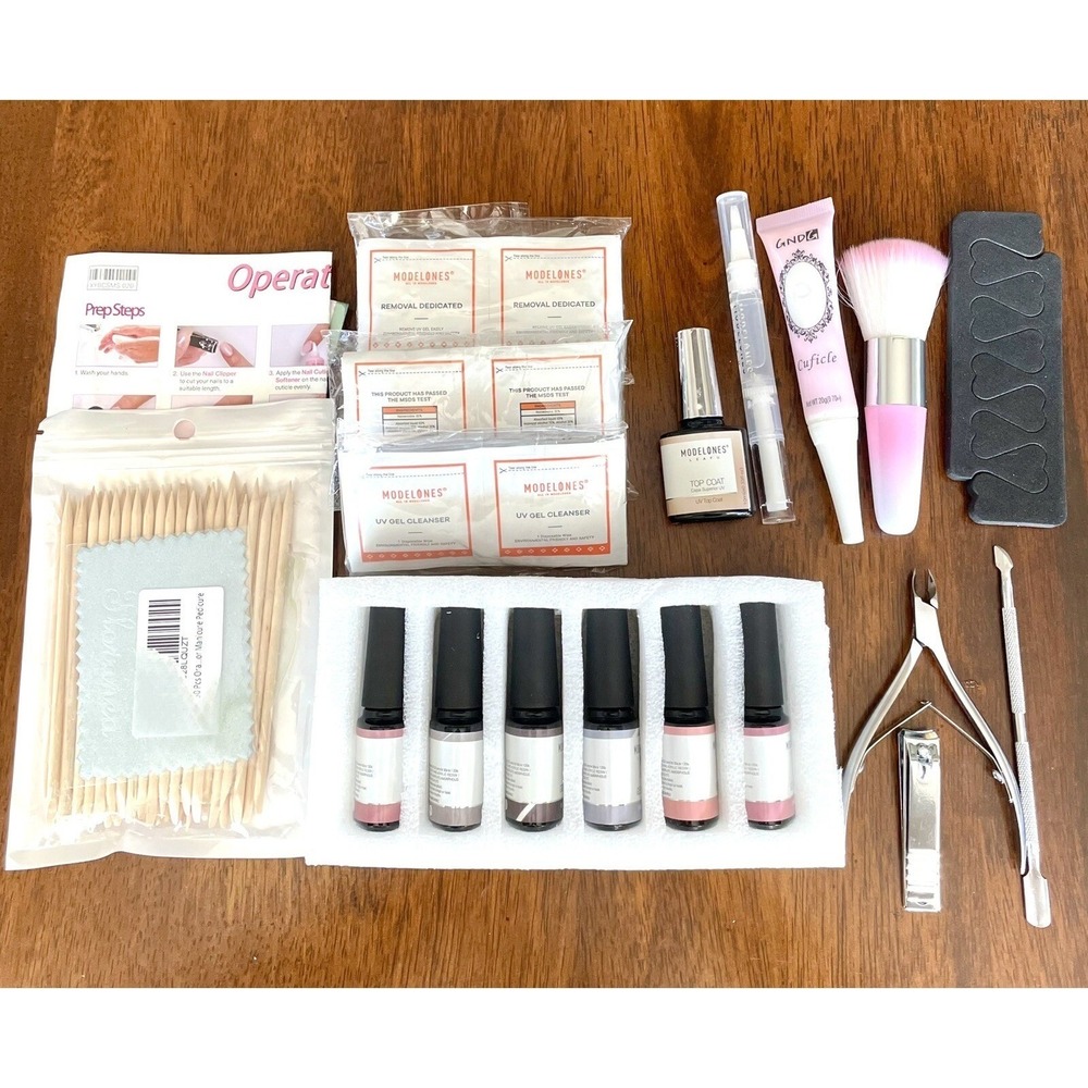 Modelones 6 Color Gel Nail Kit UV LED Polish Set w/ Tools New No Lamp - Picture 2 of 3